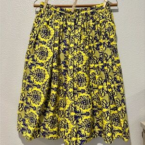 Yellow and Blue Patterned Women's Skirt